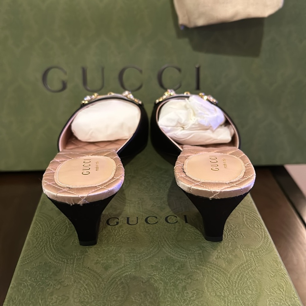 Gucci Horsebit Satin Mules - Picture 7 of 10